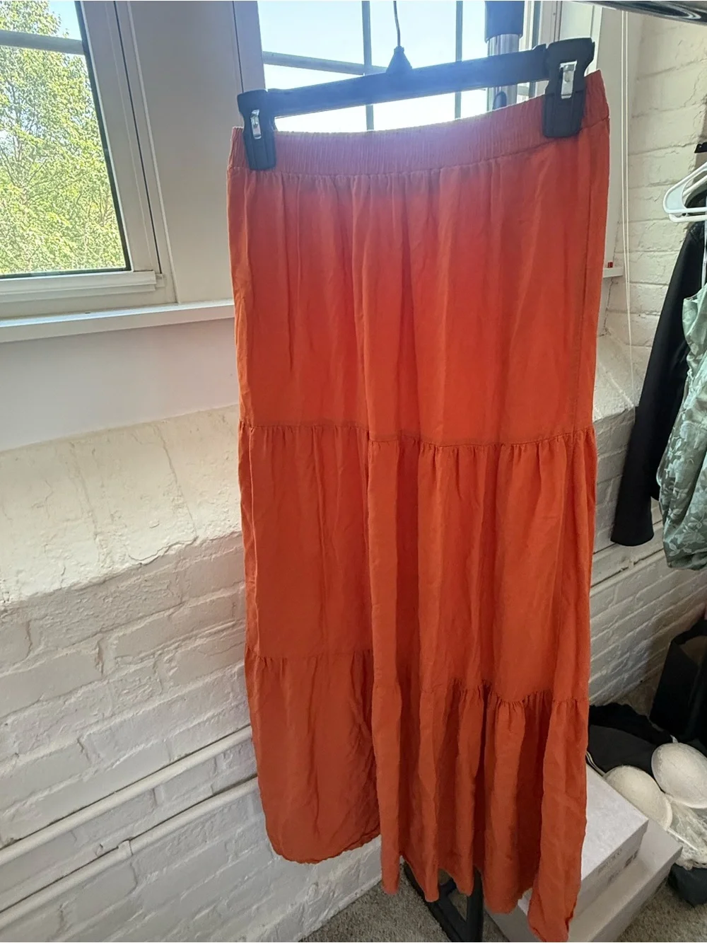 Rust Orange Smocked Crop Top and Matching Maxi Skirt Set